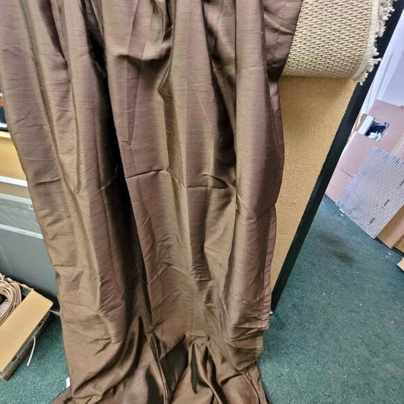2 Brand New PERI Brown 24W x 84L Pinch Pleat Silk-like Feel Curtains - Picture 2 of 4